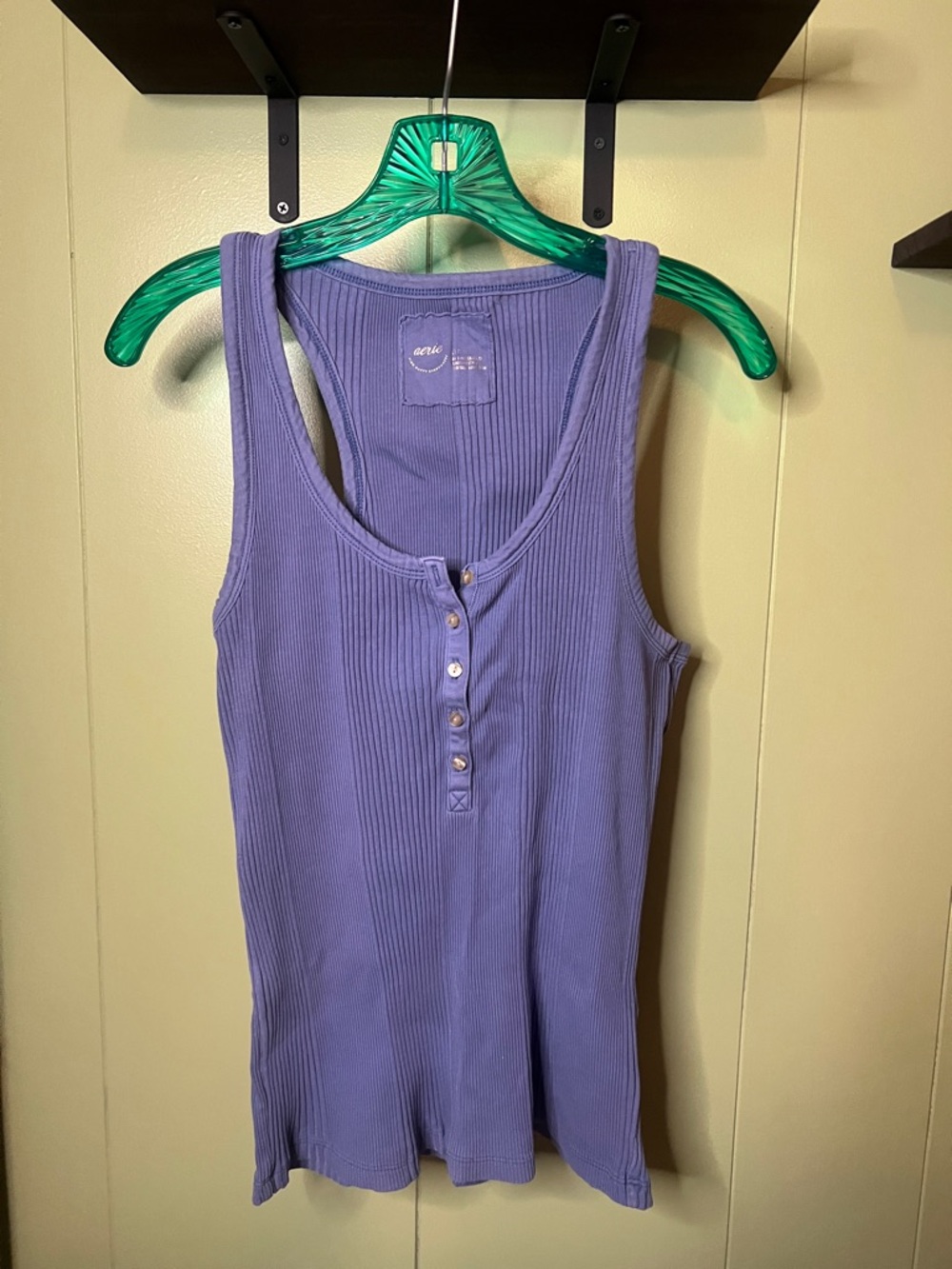 aerie Lavender Ribbed Henley Tank